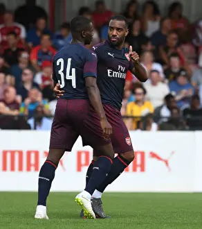 Alexandre Lacazette and Jordi Osei-Tutu Celebrate Goal: Borehamwood vs Arsenal Pre-Season Friendly, 2018