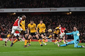 Images Dated 24th February 2022: Alexandre Lacazette Scores Arsenal's Second Goal vs. Wolverhampton Wanderers (2021-22)