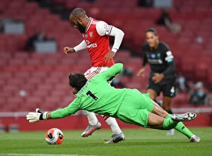 Images Dated 15th July 2020: Alexandre Lacazette Scores First Goal for Arsenal Against Liverpool in Empty Emirates Stadium