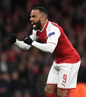 Arsenal V CSKA Moscow 2017-18 Prints: Alexandre Lacazette Scores Second Goal for Arsenal against CSKA Moscow in Europa League Quarterfinals