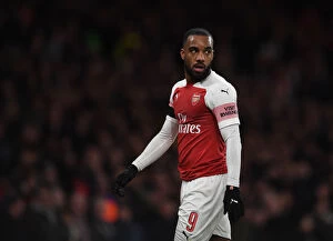 Images Dated 25th January 2019: Alexandre Lacazette's Determined Gaze: Arsenal vs Manchester United in FA Cup Showdown