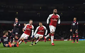 Alexandre Lacazette's Goal Celebration: Arsenal vs Huddersfield Town, Premier League 2017-18