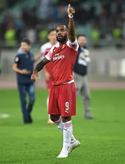Qarabag V Arsenal 2018-19 Prints: Alexandre Lacazette's Thumbs-Up: Arsenal's Europa League Victory over Qarabag FK in Baku