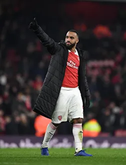 Alexis Lacazette Celebrates with Fans: Arsenal vs. Chelsea, Premier League 2018-19