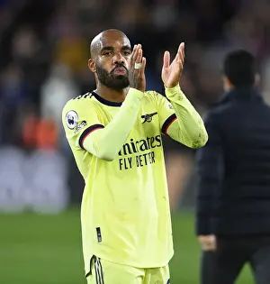Alexis Lacazette Celebrates with Fans after Arsenal's Win at Crystal Palace (April 2022)