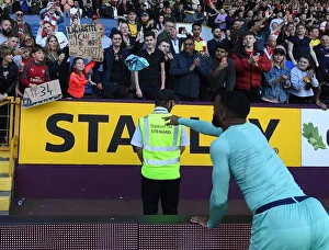 Alexis Lacazette Celebrates with Fans: Burnley vs. Arsenal, Premier League 2018-19
