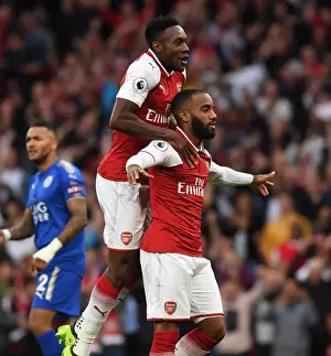 Arsenal V Leicester City 2017-18 Prints: Alexis Lacazette and Danny Welbeck: First Goals for Arsenal Against Leicester City (2017-18)