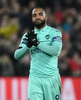 Liverpool V Arsenal 2018-19 Prints: Alexis Lacazette Salutes Arsenal Fans at Anfield After Intense Liverpool Clash (Premier League 2018-19)