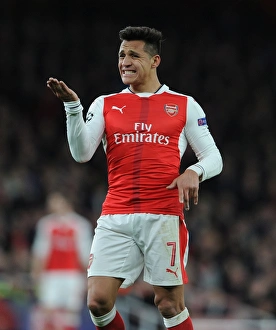 Arsenal V Bayern Munich 2016-17 Prints: Alexis Sanchez in Action: Arsenal vs. Bayern Munich, UEFA Champions League 2016-17
