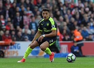 Images Dated 13th May 2017: Alexis Sanchez in Action: Arsenal's Thrilling Victory over Stoke City (2016-17)