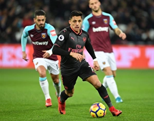 West Ham United V Arsenal 2017-18 Prints: Alexis Sanchez in Action: West Ham United vs. Arsenal, Premier League 2017-18