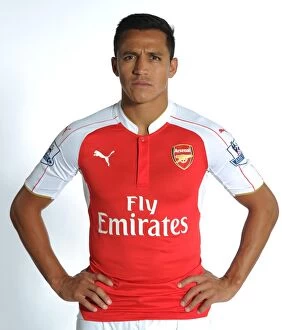 Arsenal 1st Team Photocall 2015-16 Collection: Alexis Sanchez of Arsenal. Arsenal Training Ground, London Colney, Hertfordshire