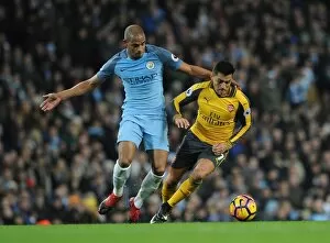 Images Dated 18th December 2016: Alexis Sanchez (Arsenal) Fernando (Man City). Manchester City 2: 1 Arsenal. Premier League