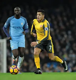 Manchester City V Arsenal 2016-17 Prints: Alexis Sanchez (Arsenal). Manchester City 2: 1 Arsenal. Premier League. Eithad Stadium