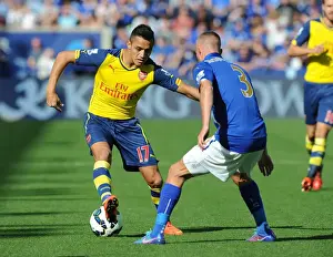 Leicester City V Arsenal 2014-15 Prints: Alexis Sanchez (Arsenal) Paul Konchesky (Leicester). Leicester City 1: 1 Arsenal