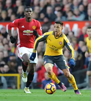 Manchester United V Arsenal 2016-17 Prints: Alexis Sanchez Breaks Past Pogba: Manchester United vs Arsenal, Premier League 2016-17