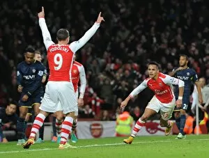 Alexis Sanchez celebrates scoring Arsenals goal. Arsenal 1: 0 Southampton. Barclays Premier League