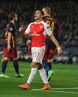Barcelona V Arsenal 2015-16 Prints: Alexis Sanchez: Clash at Camp Nou - Arsenal FC vs