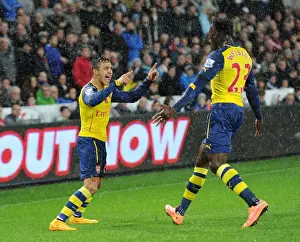 Alexis Sanchez and Danny Welbeck Celebrate Goal: Swansea vs Arsenal, Premier League 2014-15