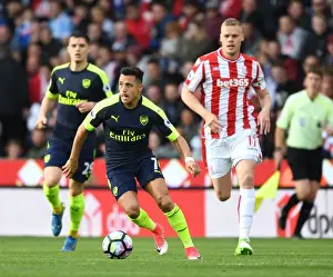 Stoke City V Arsenal 2016-17 Prints: Alexis Sanchez Dashes Past Ryan Shawcross: Thrilling Moment from Stoke City vs