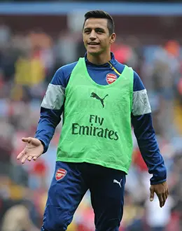 Aston Villa V Arsenal 2014-15 Prints: Alexis Sanchez: Half Time Focus at Aston Villa vs Arsenal (2014-15)