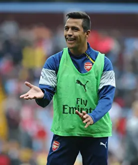 Aston Villa V Arsenal 2014-15 Prints: Alexis Sanchez: Half Time Warm-Up at Aston Villa vs Arsenal (2014-15)