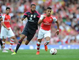 Arsenal V Benfica 2014-15 Prints: Alexis Sanchez Outsmarts Bebe: Agile Dribble at 2014-15 Emirates Cup