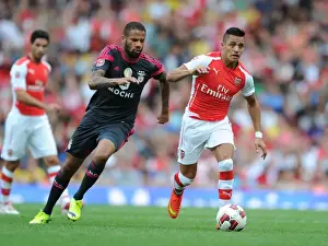 Arsenal V Benfica 2014-15 Prints: Alexis Sanchez Outsmarts Bebe: Agile Moves at 2014-15 Emirates Cup