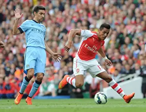 Arsenal V Manchester City 2014-15 Prints: Alexis Sanchez Outsmarts Jesus Navas: A Moment of Magic from the 2014-15 Arsenal vs Manchester City Match