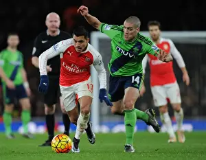 Arsenal V Southampton 2015-16 Prints: Alexis Sanchez Outsmarts Oriol Romeu: Arsenal vs Southampton, 2015-16 Premier League