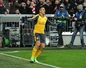 Bayern Munich V Arsenal 2016-17 Prints: Alexis Sanchez Scores for Arsenal Against Bayern Munich in 2017 Champions League First Leg