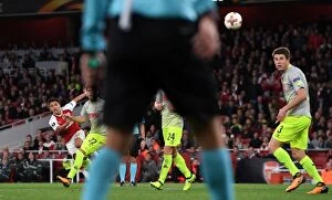 Arsenal v FC Köln 2017-18 Collection: Alexis Sanchez Scores Arsenal's Second Goal Against 1. FC Koeln in Europa League Match