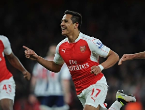 Arsenal V West Bromwich Albion 2015-16 Prints: Alexis Sanchez Scores Arsenal's Second Goal vs. West Bromwich Albion (2015-16)