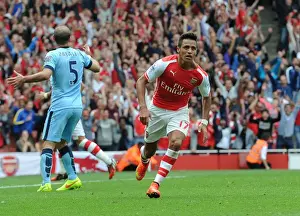 Arsenal V Manchester City 2014-15 Prints: Alexis Sanchez Scores Arsenal's Second Goal vs Manchester City (2014-15)