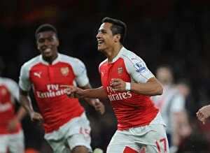 Arsenal v West Bromwich Albion 2015-16 Collection: Alexis Sanchez Scores Arsenal's Second Goal against West Bromwich Albion (2015-16)