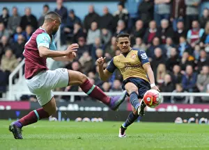 West Ham United V Arsenal 2015-16 Prints: Alexis Sanchez Scores Arsenal's Second Goal Against West Ham United in Premier League 2015-16