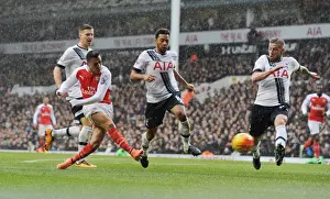 Tottenham Hotspur V Arsenal 2015-16 Prints: Alexis Sanchez Scores Dramatic Goal Past Dembele and Wimmer