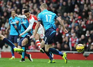 Arsenal V Stoke City 2014-15 Prints: Alexis Sanchez Scores Intensely Contested Goal Against Stoke City, Premier League 2014-15