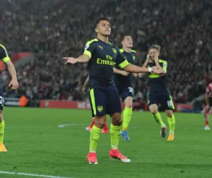 Southampton V Arsenal 2016-17 Prints: Alexis Sanchez Scores the Opener: Arsenal Triumphs over Southampton in Premier League 2016-17