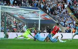 Images Dated 2017 April: Alexis Sanchez Scores Stunner Past Claudio Bravo in FA Cup Semi-Final: Arsenal vs Manchester City