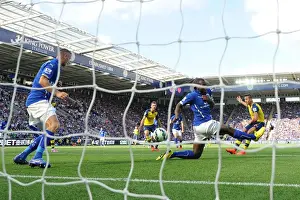 Leicester City V Arsenal 2014-15 Prints: Alexis Sanchez Scores Stunner Past Wes Morgan and Paul Koschesky: Leicester City vs