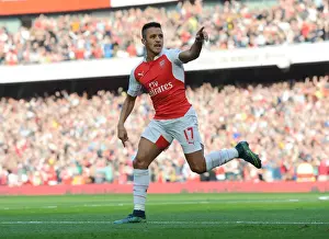Arsenal V Manchester United 2015/16 Prints: Alexis Sanchez Scores the Thriller: Arsenal's First Goal vs Manchester United