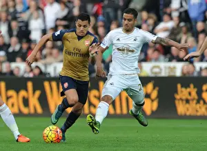 Swansea City V Arsenal 2015-16 Prints: Alexis Sanchez Surges Past Kyle Naughton: Swansea City vs Arsenal (2015-16)
