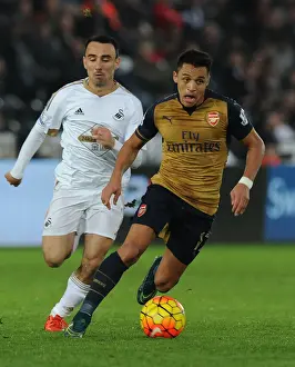 Swansea City V Arsenal 2015-16 Prints: Alexis Sanchez Surges Past Leon Britton: Swansea City vs Arsenal, 2015-16 Premier League