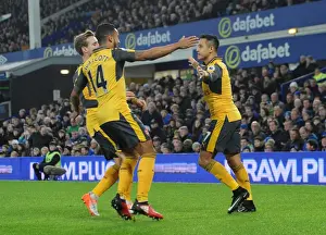 Everton V Arsenal 2016-17 Prints: Alexis Sanchez and Theo Walcott Celebrate Goal: Everton vs Arsenal, Premier League 2016-17