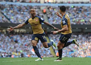 Manchester City V Arsenal 2105-16 Prints: Alexis Sanchez and Theo Walcott's Jubilant Moment: Arsenal's Double Strike Against Manchester City (May 2016)
