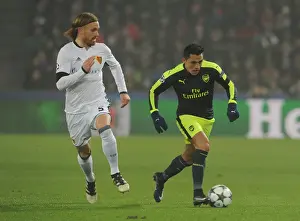 FC Basel V Arsenal 2016-17 Prints: Alexis Sanchez vs Michael Lang: A Football Battle in the 2016-17 UEFA Champions League: FC Basel vs Arsenal