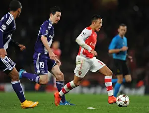 Arsenal V Anderlecht 2014/15 Prints: Alexis Sanchez vs. Sacha Kljestan: Battle at Emirates Stadium - Arsenal FC vs