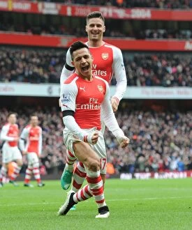 Images Dated 11th January 2015: Alexis Sanchez's Brace: Arsenal's Victory over Stoke City, Premier League 2014-15