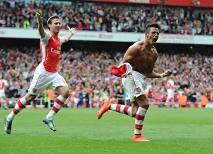 Arsenal V Manchester City 2014-15 Prints: Alexis Sanchez's Double: Arsenal's Thrilling Victory over Manchester City (2014-15) - The Moment of Triumph